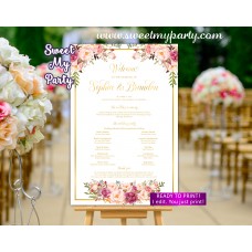 Blush Wedding Program Sign,Gold Wedding Welcome sign with program,(31gw)